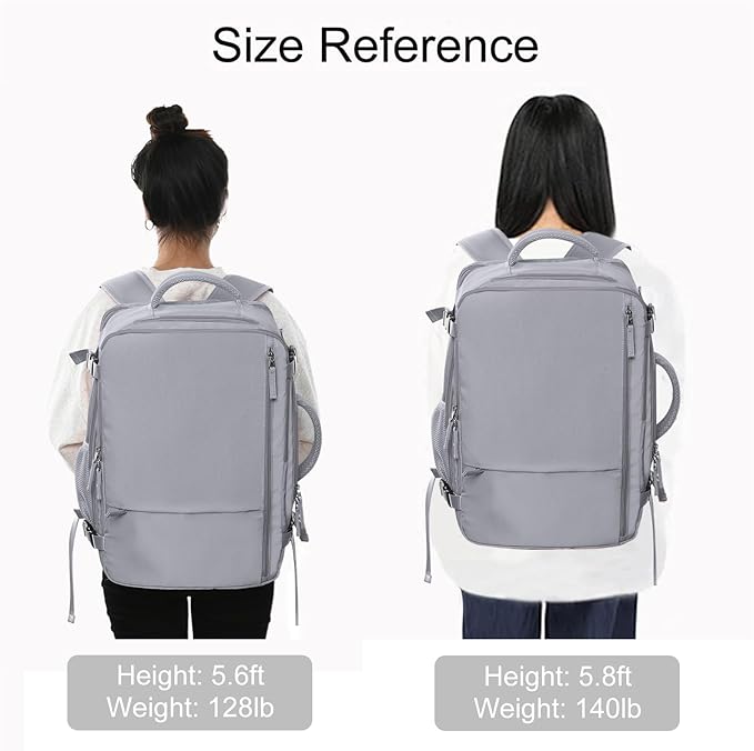Hanples Extra Large Travel Backpack for Women as Person Item Flight Approved, 40L Carry On Backpack, 17 Inch Laptop Backpack, Waterproof Backpack, Hiking Backpack, Casual Bag (Gray)