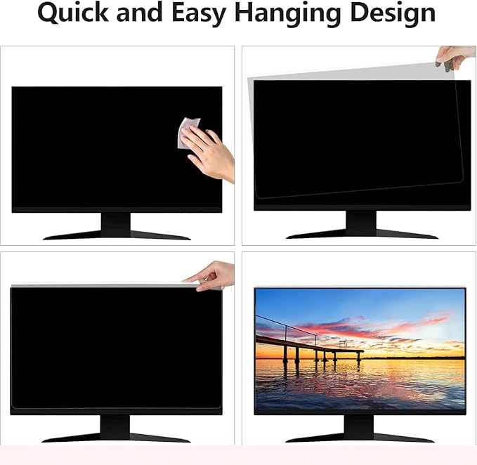 2 Pack Computer Privacy Screen Shield Compatible for 23.6/23.8/24 Inch 16:9 Widescreen Desktop Monitor - Anti Glare & Blue Light Filter - Hanging Design for Easy On/Off