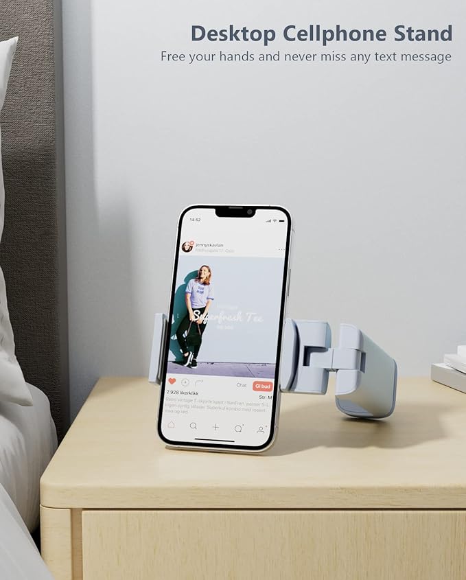 MiiKARE Travel Essentials Airplane Phone Holder, Universal Handsfree Phone Mount for Flying with 360 Degree Rotation, Travel Must Haves Phone Stand for Desk, Tray Table, Pink&Blue