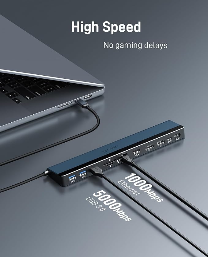 USB C Docking Station Dual Monitor with USB-C 100W Charger, 12-in-1 Laptop Dock with Dual HDMI 4K@30~60Hz, PD 100W, 5Gbps USB Ports*4, SD/TF Slot, Ethernet, Audio for MacBook/Dell/HP/Lenovo/Asus/Acer