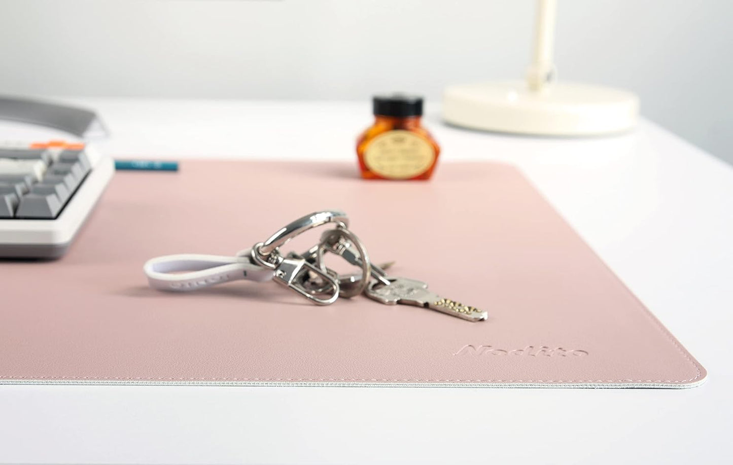 Dual-Sided Leather Desk Pad,Blotter for Laptop Computer,Mouse Pad,Writing,Drawing,Arts and Craft Mat (17"x24", Pink/Silver)