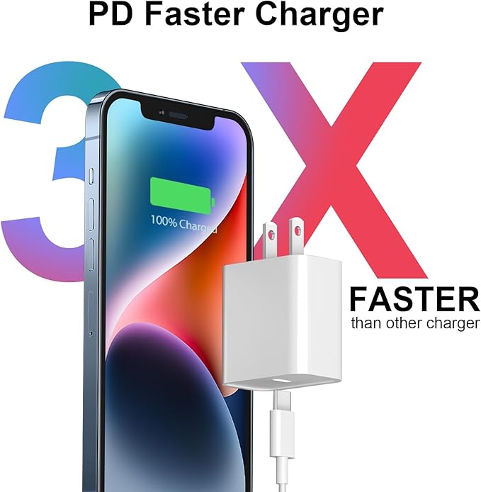 iPhone 17 Charger Fast Charging 20W USB C Charger Block & 10FT Fast Charging Cable Compatible with iPhone 17/17 Air/17 Pro/17 Pro Max/16/15 Series/iPad Pro and More