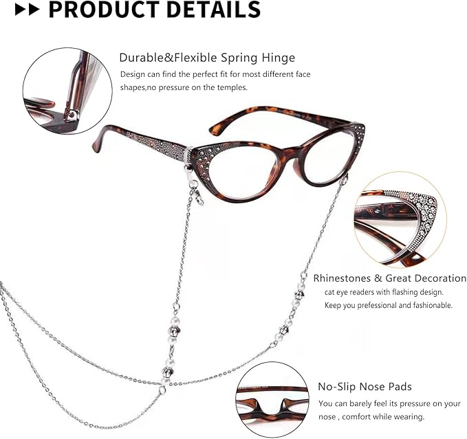 EYEURL Cat Eye Reading Glasses for Women Blue Light Blocking 3 Pack Computer Readers 2.50 with Spring Hinge Eyeglasses Anti Glare UV Rays