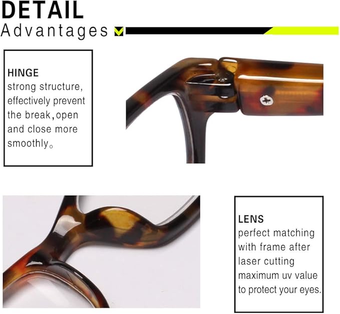 Henotin 5-Pack Reading Glasses Blue Light Blocking Anti Eyestrain Computer Reading Glasses for Women and Men Readers (5 Pack Tortoise, 2.75, Diopters)