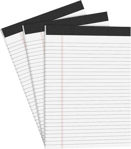 3 Pack Legal Pads 8.5 x 11 inch Notepad, 30 Sheets per Note Pads Wide Ruled Legal Pads, Pads of Paper Writing Pad - Ideal for Office, School or Home Use
