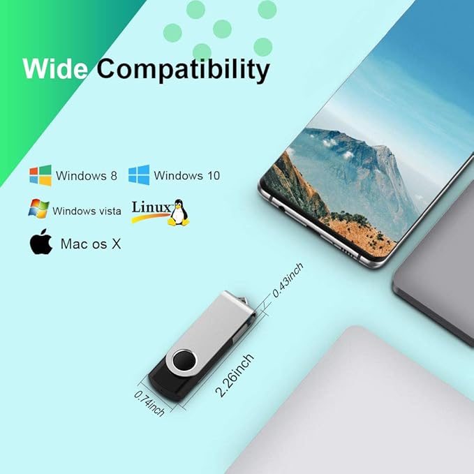 Aiibe 10 Pack 16GB Flash Drives - USB 3.0 Thumb Drive (Black)