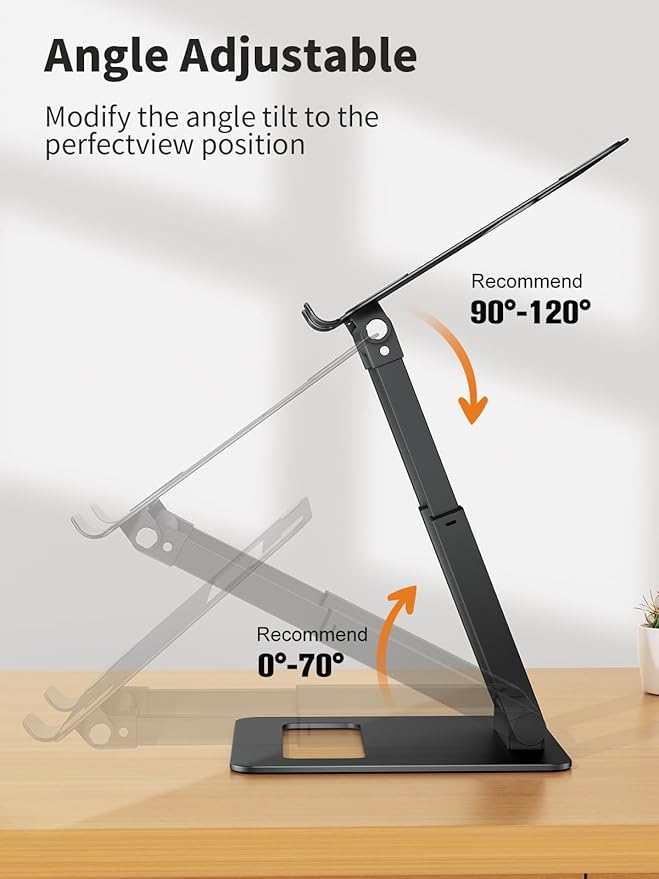 tounee Laptop Stand for Desk Adjustable Height, Telescopic Computer Stand with Pull Out Design Ergonomic Laptop Riser Fits All Laptops 10-17"-Black