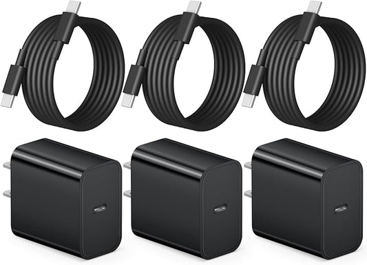 iPhone 17 16 15 Charger Fast Charging 3+3Pack Type C Charger USB C Chargers Block with 6FT Cable for iPhone Air/17/17 Plus/17 Pro/17 Pro Max/16/16 Plus/16 Pro/16 Pro Max/15/15 Pro Max/iPad Pro(Black)
