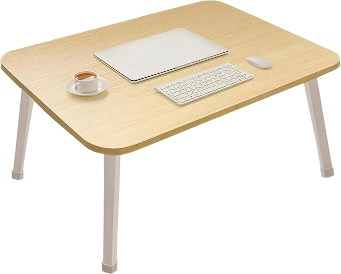 Folding Lap Desk for Bed, 23.6 Inch Portable Laptop Stand for Couch, Bed & Floor | Bed Tray Table for Eating, Writing, Reading | Foldable Sturdy Laptop Desk for Adults, Oak