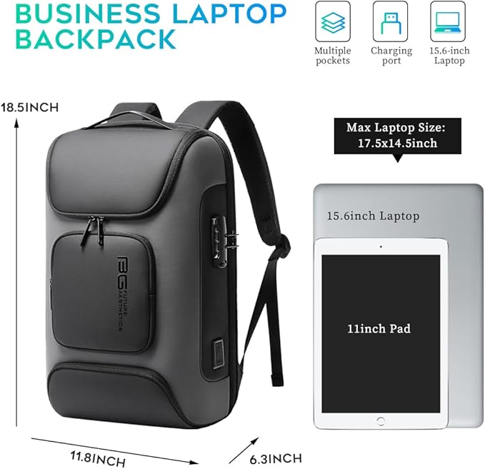 BANGE Business Laptop Backpack Fit for 15.6 INCH,Travel Backpack with USB Charging Port,Men Travel Backpack with Water Bottle Holder for Men and Women…
