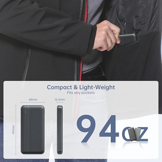 Heated Vest Battery Pack 5V 2A 10000mAh 2 Pack Power Bank Fits for DR.Prepare/KOVNLO/TIDEWE Electric Heating Jacket/Stadium Seat Cushion/Coat/Blanket External Portable Charger for iPhone, Tablet