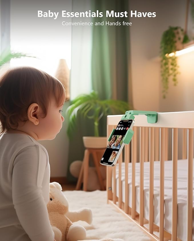 MiiKARE Travel Essentials Airplane Phone Holder, Universal Handsfree Phone Mount for Flying with 360 Degree Rotation, Travel Must Haves Phone Stand for Desk, Tray Table, Green