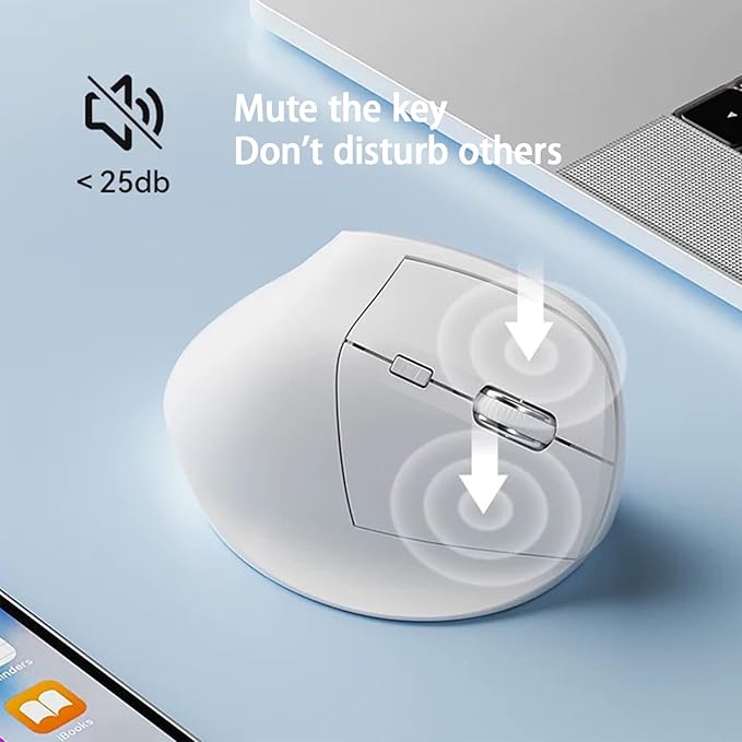 Ergonomic Vertical Mouse Wireless, Rechargeable Ergo Mouse for Carpal Tunnel Relief, 3200DPI Adjustable, 6 Buttons for PC/Laptop/Mac/Windows (Pink)