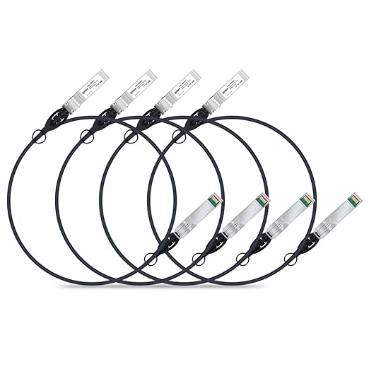 ipolex 10G SFP+ Twinax Cable, Direct Attach Copper(DAC) Passive Cable, 1.5m (4.92ft), for Cisco SFP-H10GB-CU1.5M, Meraki, Ubiquiti, Mikrotik, Intel, Netgear, D-Link, Supermicro, TP-Link, 4 Pack