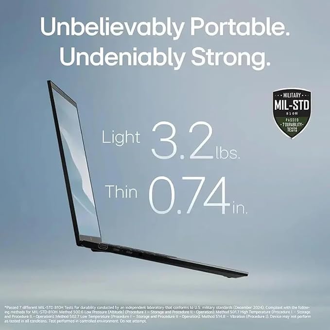 LG Gram 17 2025 Touchscreen Laptop Copilot + PC, Intel Ultra 7 Series 2 258V(Up to 4.8GHz), 17" WQXGA Display, 32 GB LPDDR5X RAM, 1 TB SSD, Intel Arc Graphics, Wi-Fi 7, Windows 11 Pro, w/Accessories