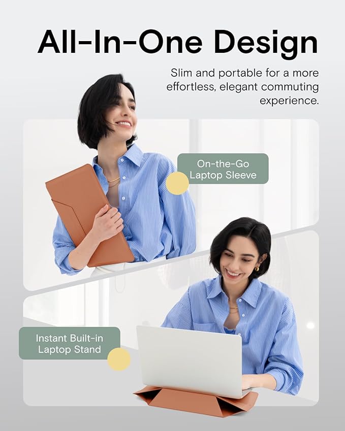 MOFT Laptop Carry Sleeve, 2-in-1 Laptop Bag & Stand for 13" MacBook Air/Pro & Dell/HP/Lenovo/Asus, Stylish Slim Computer Sleeve Bag with Expandable Storage for Computer Accessories, Class Nude