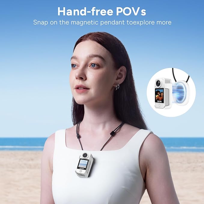 SJCAM C300 Vlogging Combo,4K Pocket Action Camera,7H Power,6-Axis Stabilization,Dual-Touch Screen 154° Wide FOV Video Camera for Photography Camcorders,Travel,Waterproof,Live Streaming,64G Card