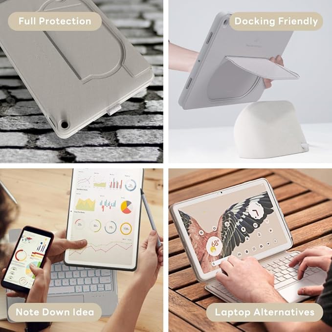 EIP Magnetix Keyboard Case for Google Pixel Tablet 11 inch (2023), Adjustable Viewing Angle, Detachable, Easy Carry, Protective Cover Compatible with Speaker Dock, 7 Backlight Color, White, US Layout