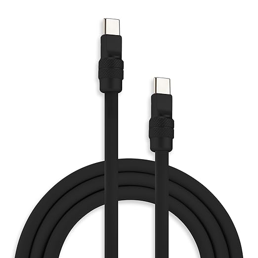 chubbycable Chubby 2.0 Fast Charging Cable Durable Soft Silicone USB C Cable 240W Extra Thick Charger Cord Compatible with iPhone 17-15 Series iPad, Black+Black, Type-C to Type-C, 3.3 FT
