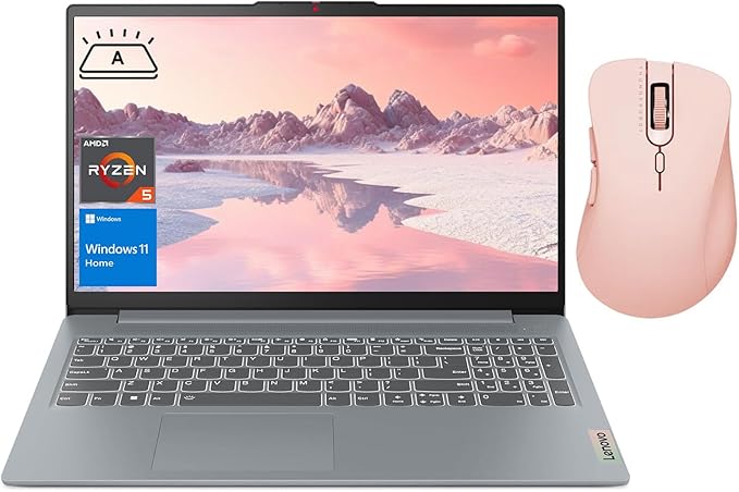 Lenovo IdeaPad Slim 3 Laptop, 15.6" FHD Display, AMD Ryzen 5 5625U, 16GB RAM, 512GB SSD, Backlit KB, SD Card Reader, Webcam, HDMI, Wi-Fi 6, Win 11 Home, Bundle with Thunderobot ML101 Wireless Mouse