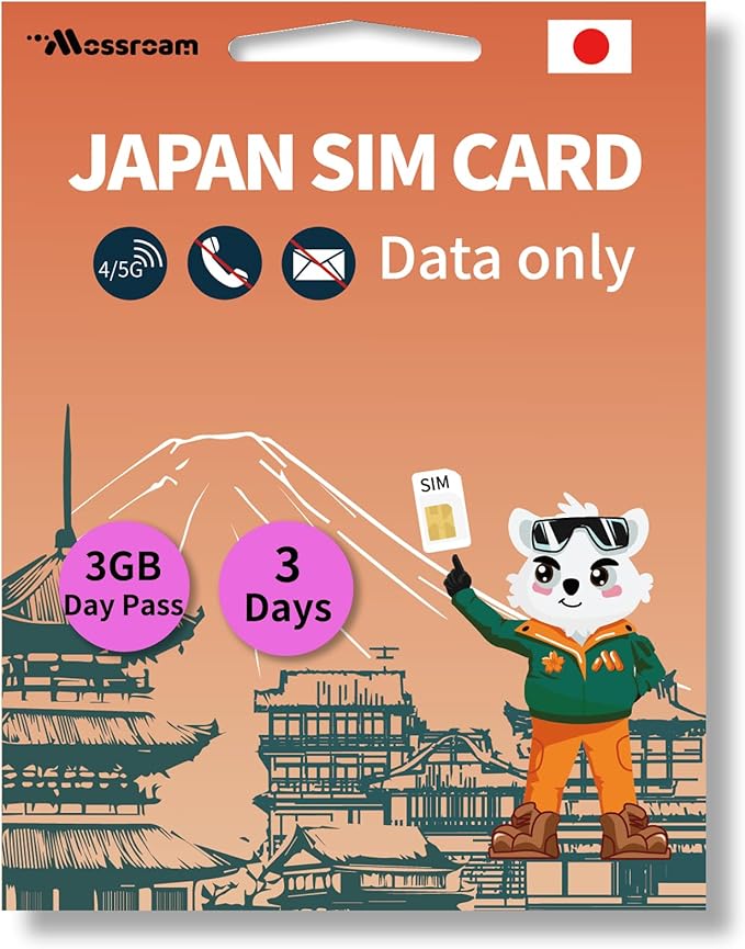 Japan SIM Card – Prepaid Data Plans | 3GB Daily,3 Days | High-Speed 4/5G LTE | No Daily Restrictions | Perfect for Tourists & Business Travelers