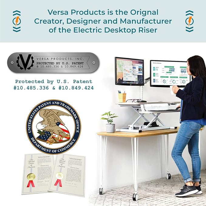 VRSADESK PowerPro™ Electric Standing Desk Converter - Height Adjustable Desk Riser with Keyboard Tray & USB Hub - Holds 80 lbs - Ergonomic Sit Stand Workstation for Home & Office | Maple (40” x 24”)