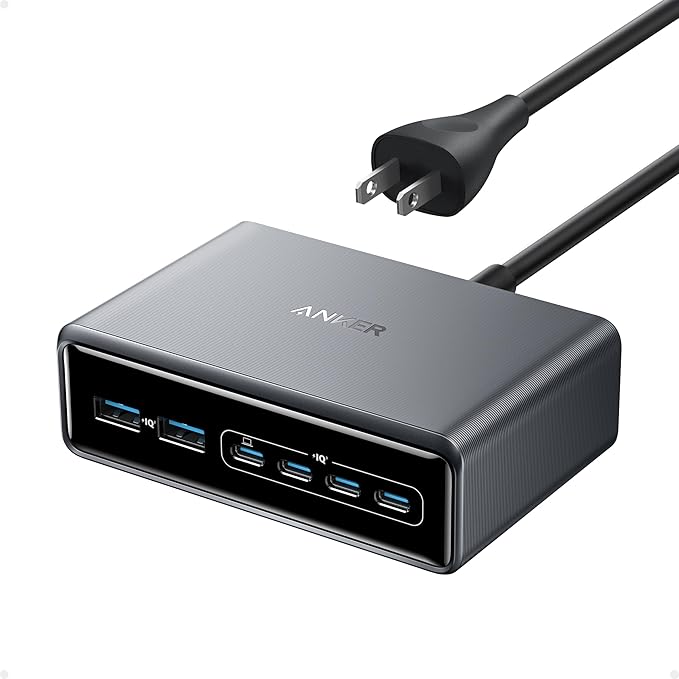 Anker Prime Charger, 200W 6-Port GaN Charging Station, USB-C PD Fast Charging Desktop Charger, Compatible with iPhone, Samsung, MacBook, Dell and More