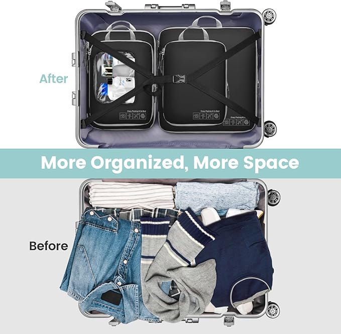 Cambond Compression Packing Cubes for Travel Women - Travel Bags Luggage Organizers Travel Essentials Compression Cubes for Travel Carry on Suitcases Organizer