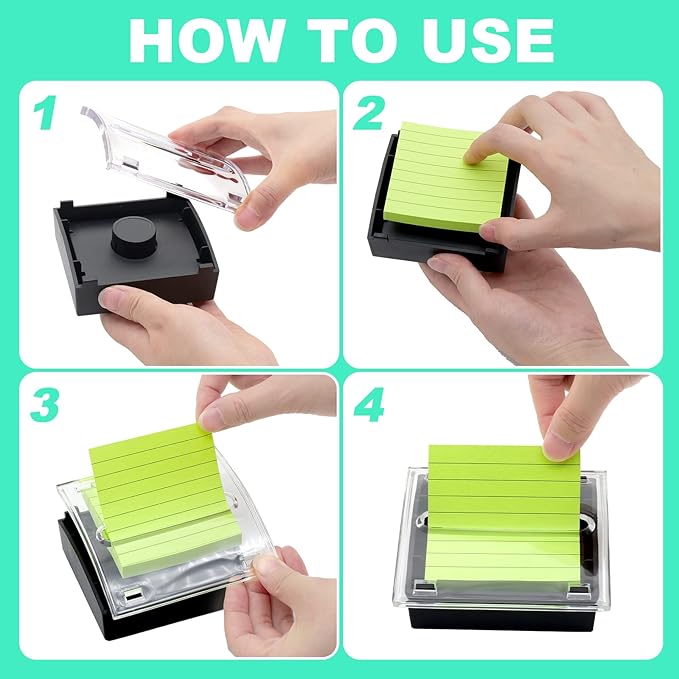 6 Pcs Pop Up Sticky Note Dispenser Sticky Note Holder Pop Up Note Dispenser Transparent Top for 3 x 3 Inch Sticky Notes School Office Home Store Black Base Clear Top