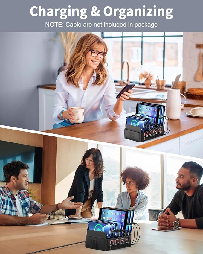 150W Charging Station for Multiple Devices, 16 Port Phone Charger Station, Multi USB Organizer Charger Station for iPhone, Android, iPad, Cell Phone, Tablets