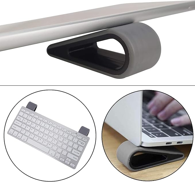 Laptop Notebook Holder, Yeebline Universal 4-Pack Anti-Slip Durable Silicone Tilting Wedge Riser for Desk, Ultra Compact Portable Ventilated Stand and Elevated Feet for Tablet Keyboard