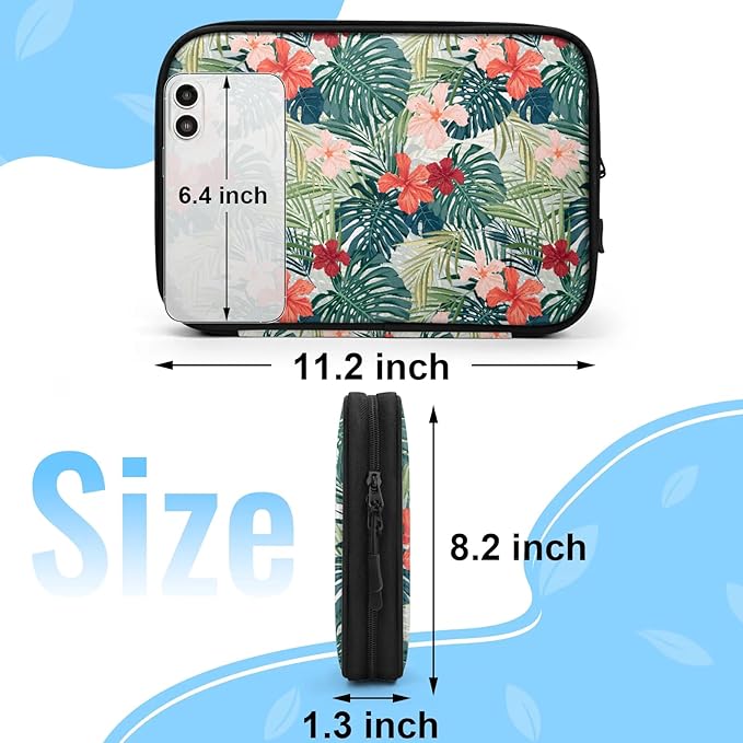 Tropical Flowers Electronics Travel Organizer Case, Tech Accessories Cable Storage Bag for Cords, Charger, Phone, Hard Drive
