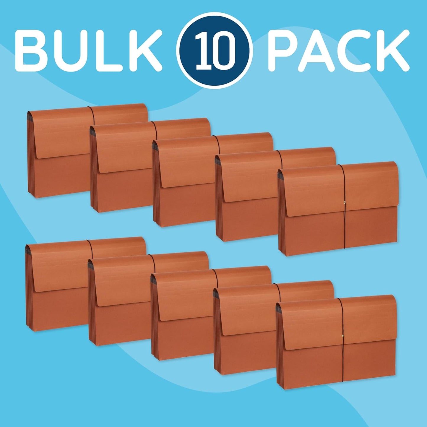 Blue Summit Accordion File Wallet with Flap and Cord Closure, Legal Size, 5.25” Expansion – 10 Pack