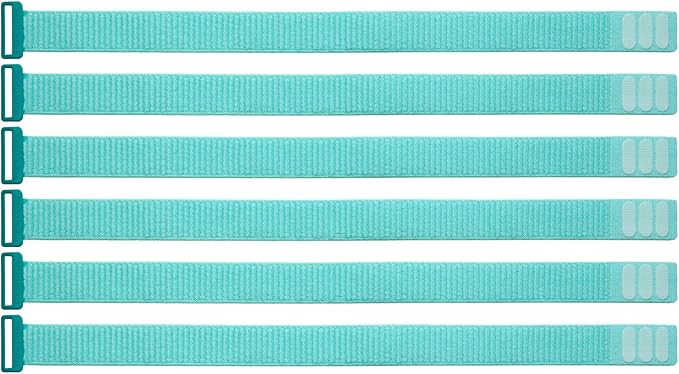 Wrap-It Storage Cinch Straps - 12" (6-Pack) Turquoise - Reusable Cable Organizer and Home Office Organizer Cord Wraps for Appliances