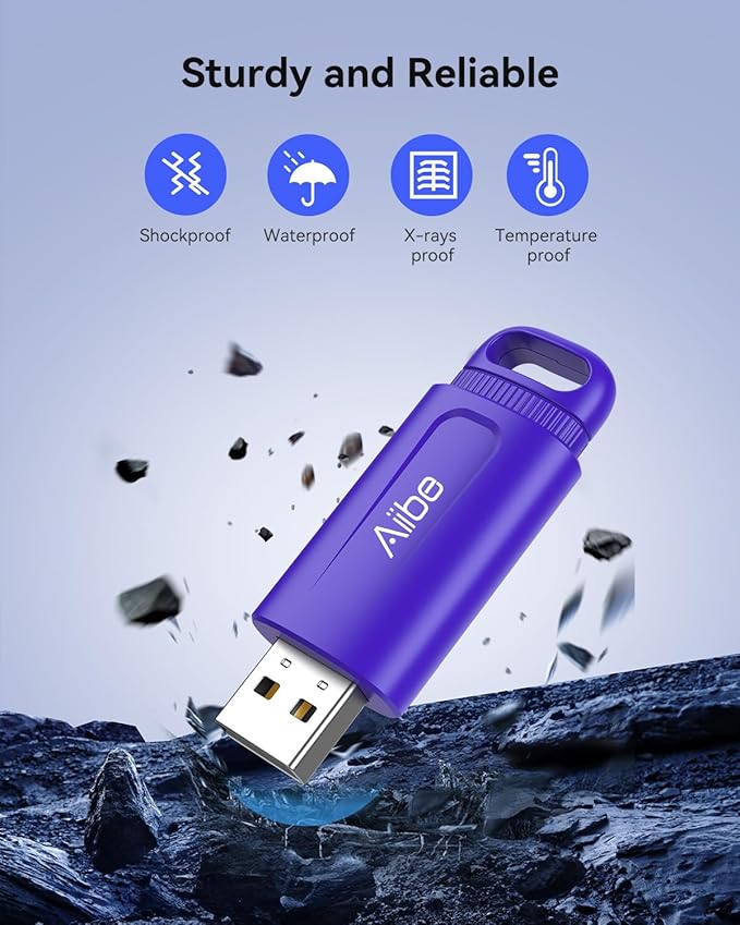 Aiibe 128GB USB Flash Drive 5 Pack - Colorful Keychain Thumb Drives with USB 2.0 Connection