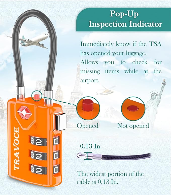 TSA Approved Luggage Locks, Travel Locks Which Also Work Great as Gym Locks, Toolbox Lock, Backpack and More, Orange 2 Pack