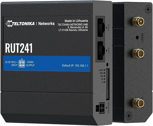 Teltonika RUT241 Industrial 4G LTE Router – Compact & Rugged Wireless Router with Ethernet, WiFi, VPN, RMS Support, Remote Monitoring, and IoT Connectivity (RUT241098000)