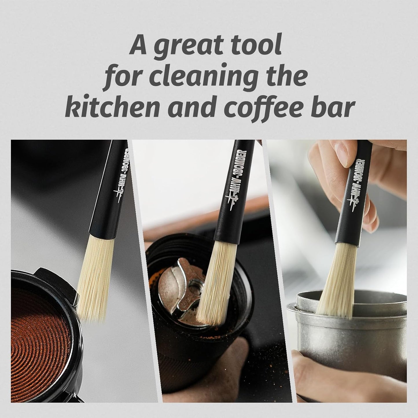 MHW-3BOMBER Coffee Grinder Air Blower and Espresso Cleaning Brush Set, Slim Kitchen Brush, PVC Air Duster and Aluminum Alloy Brush Kit for Grinder, Lens, Keyboard, Coffee Powder Cleaning Tool CS7089