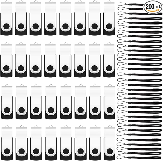 EASTBULL 200 Packs of 128MB (Not 128GB) Flash Drives Bulk Flash Drives Pack 128MB USB2.0 Thumb Drives Bulk with Strings