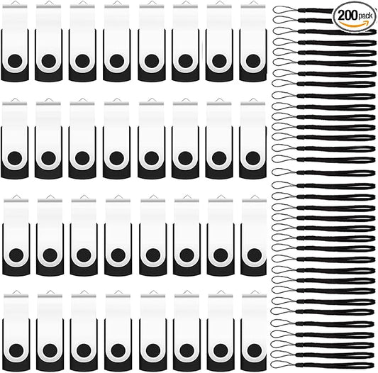 EASTBULL 200 Packs of 128MB (Not 128GB) Flash Drives Bulk Flash Drives Pack 128MB USB2.0 Thumb Drives Bulk with Strings