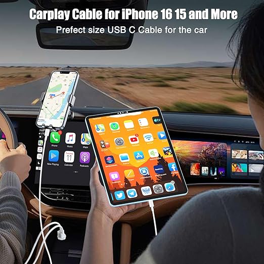 Car Carplay Cable for iPhone 17 16 15, 2-Pack [6FT+10FT] 60W USB C to USB C Cable And 2-Pack [6FT+10FT] USB A to USB C Cable for iPhone 17 16 15，for Galaxy S25 S24, for iPad, for MacBook and More