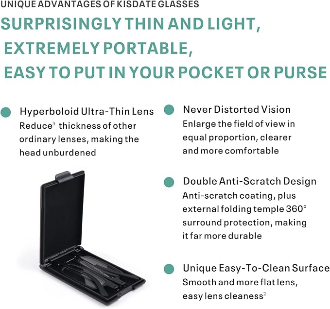 Case Upgrade Ultra-light and Thin Foldable Reading Glasses Folding Readers for Men Women Compact Portable Rectangle Eyewear Case (Black, 2.5)