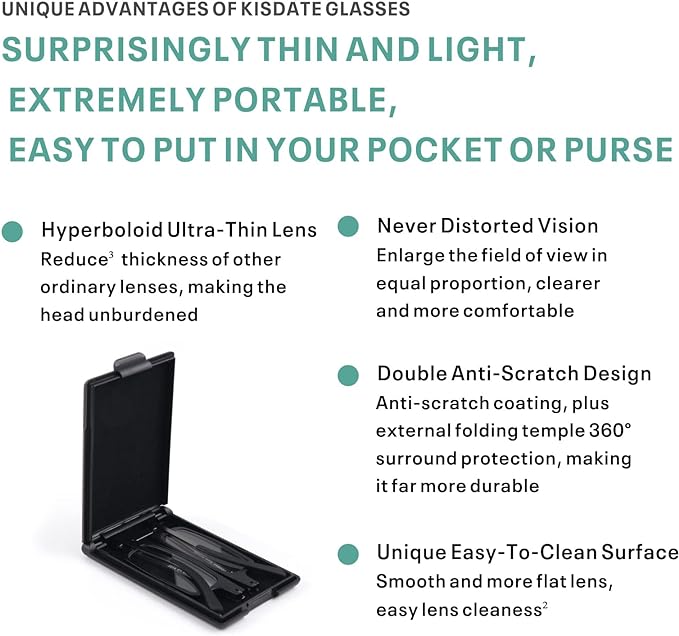 Case Upgrade Ultra-light and Thin Foldable Reading Glasses Folding Readers for Men Women Compact Portable Rectangle Eyewear Case(Black, 1.0)