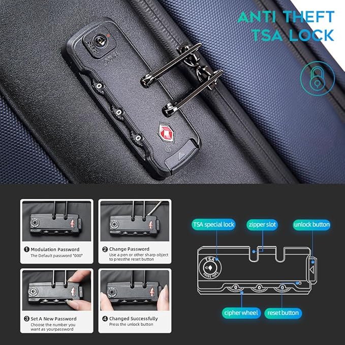 BANGE Mens Business Backpack for Work, Computer Backpacks for Laptops for 17.3 Inch, Men's Backpack with Lock Anti Theft, Backpack for Traveling with USB charging Port