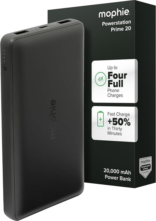 Mophie Powerstation Slim 20,000mAh Power Bank | Thin Extended Power | 15W, Multi-Device