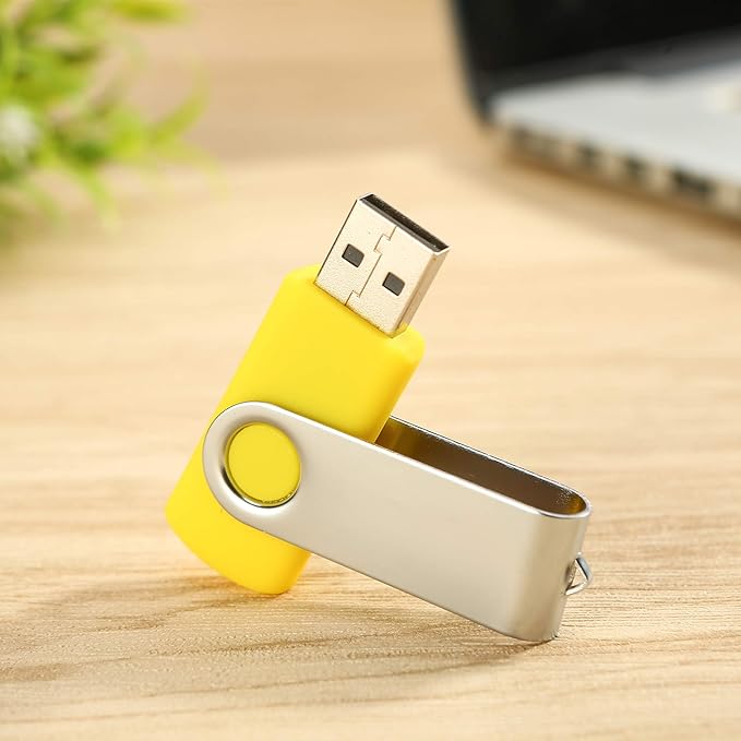 10pcs 4GB USB Flash Drives USB 2.0 Thumb Drive Bulk Swivel Memory Stick 4 GB Fold Storage Jump Drive Zip Drive, 10 Pack Yellow