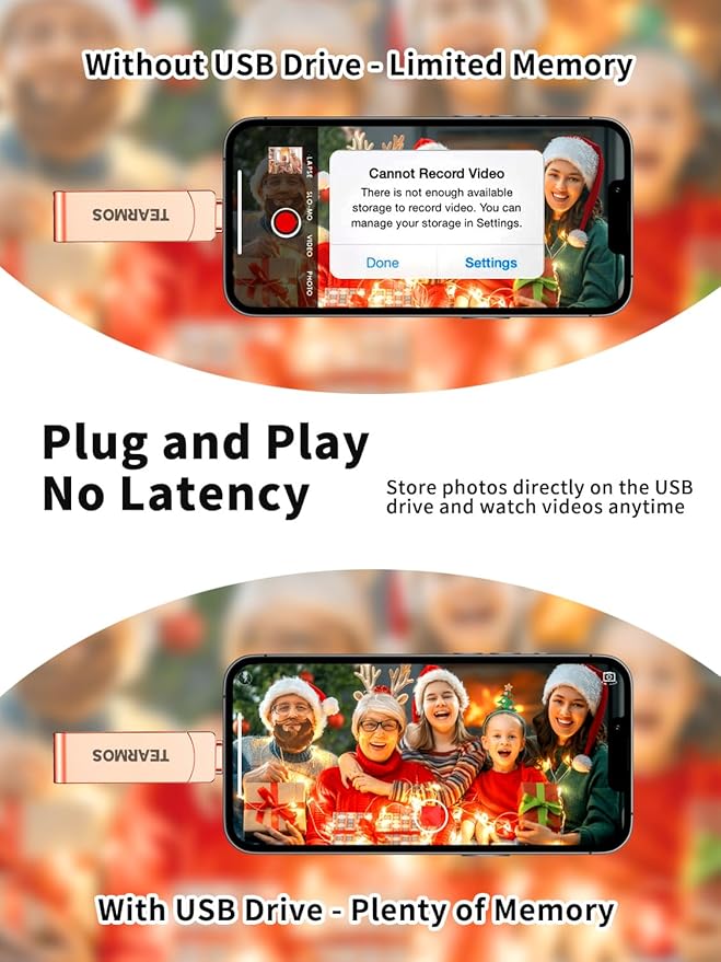 512GB Flash Drive Intended for iPhone iPad, Memory Stick Storage for Photos and Videos Backup, Compatible with iPhone iPad Android PC, Plug and Play, No Application Required (Rose Gold)