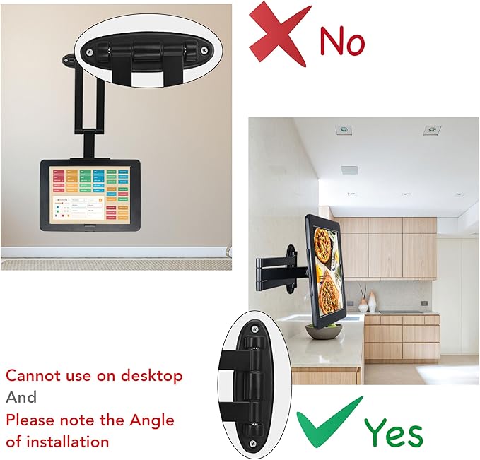 Tablet Wall Mount Bracket with fold for 2025 iPad 11" (A16) 11th/ 2022 iPad 10.9" 10th Gen.,Excluding Other 10.9"/ 11",Extend Adjustable Arm with Lock & Key,Multi Angle,Rotate,Metal(Black)