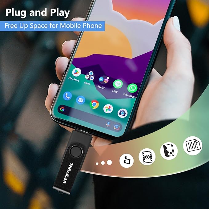 Thkailar 1TB USB 3.1 Flash Drive,2-in-1 USB A & Type-C Memory Stick, High-Speed Jump Drive, USB C Thumb Drive for Data Storage, Compatible with Samsung, Mac, PC, iPhone 15/16, Smartphones (Black)