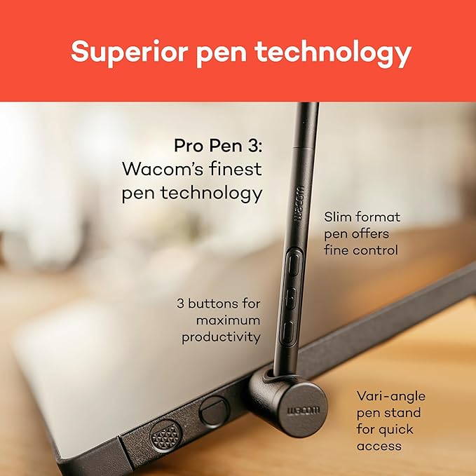 Wacom Cintiq 24 Drawing Tablet with Screen, 23.8" inch Display, Pro Pen 3 (Battery-Free), 100% sRGB Pen Display for Artists, Designers, Animation, Game Dev, Works with Mac, PC & Android